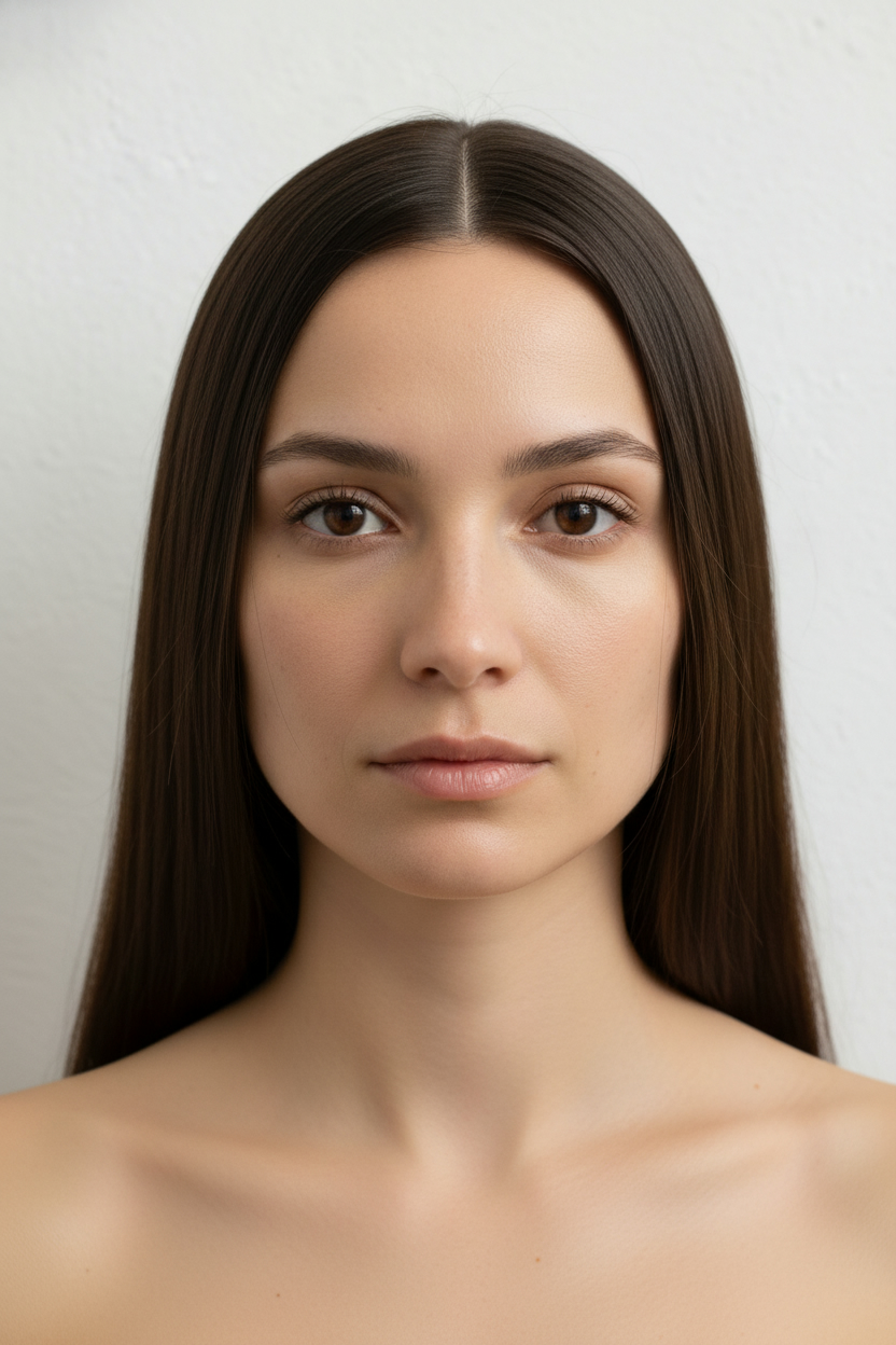Long Straight Hair - Heart Face Hairstyles (Balance a Wider Forehead and Narrower Chin)