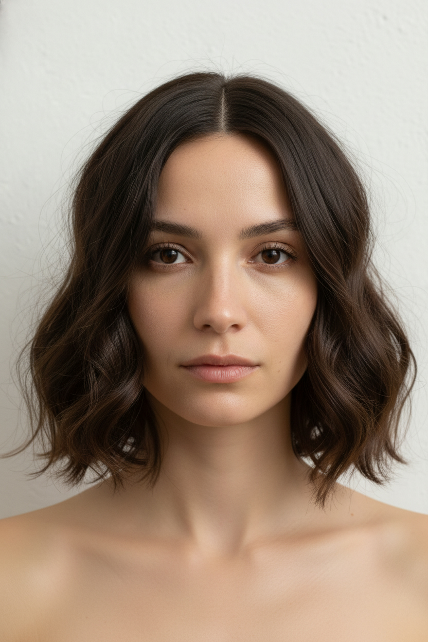 Wavy Lob - Heart Face Hairstyles (Balance a Wider Forehead and Narrower Chin)