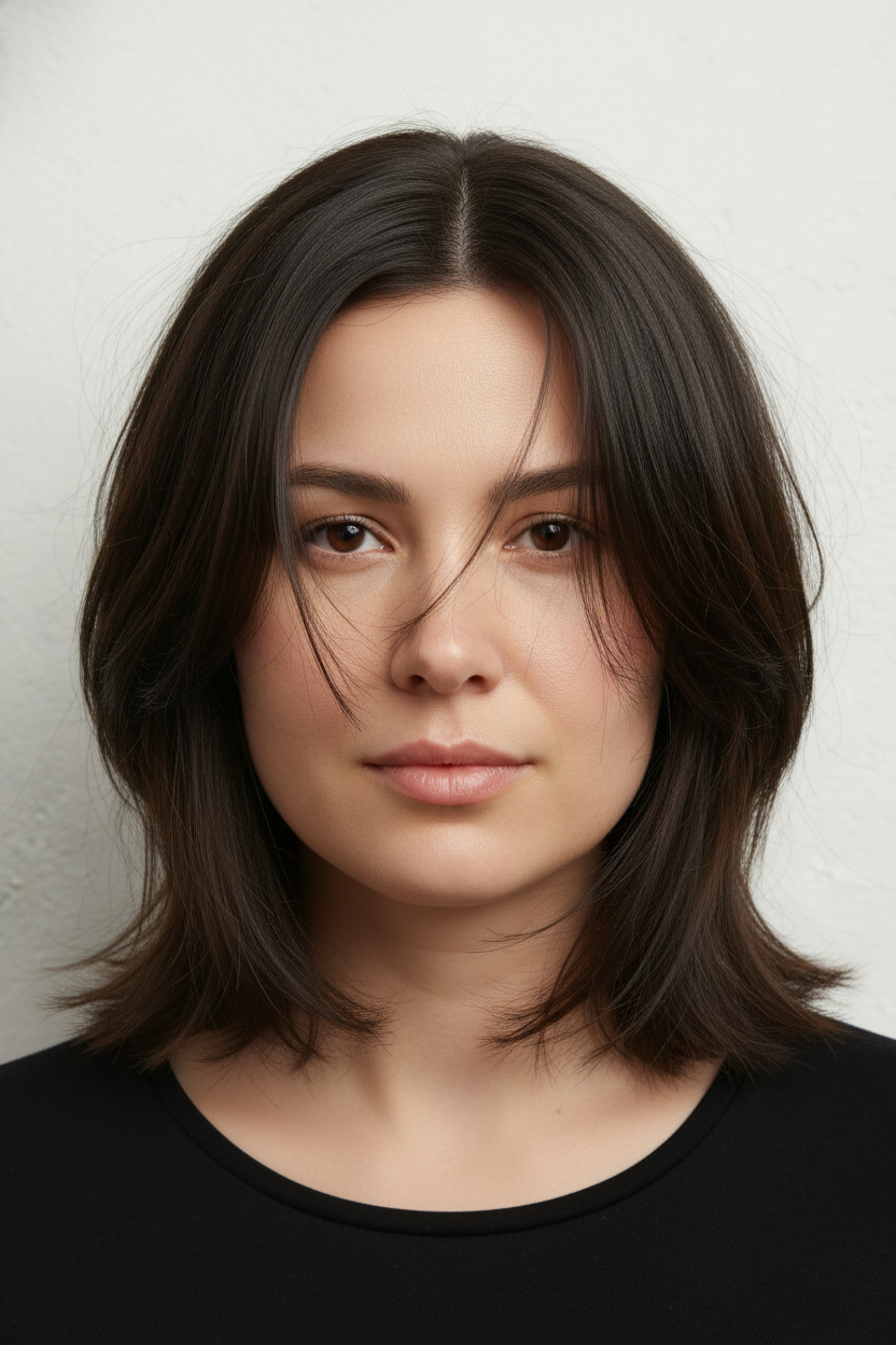 Layered Lob - Best Hairstyles for Round Faces (Most Flattering Cuts to Try On)