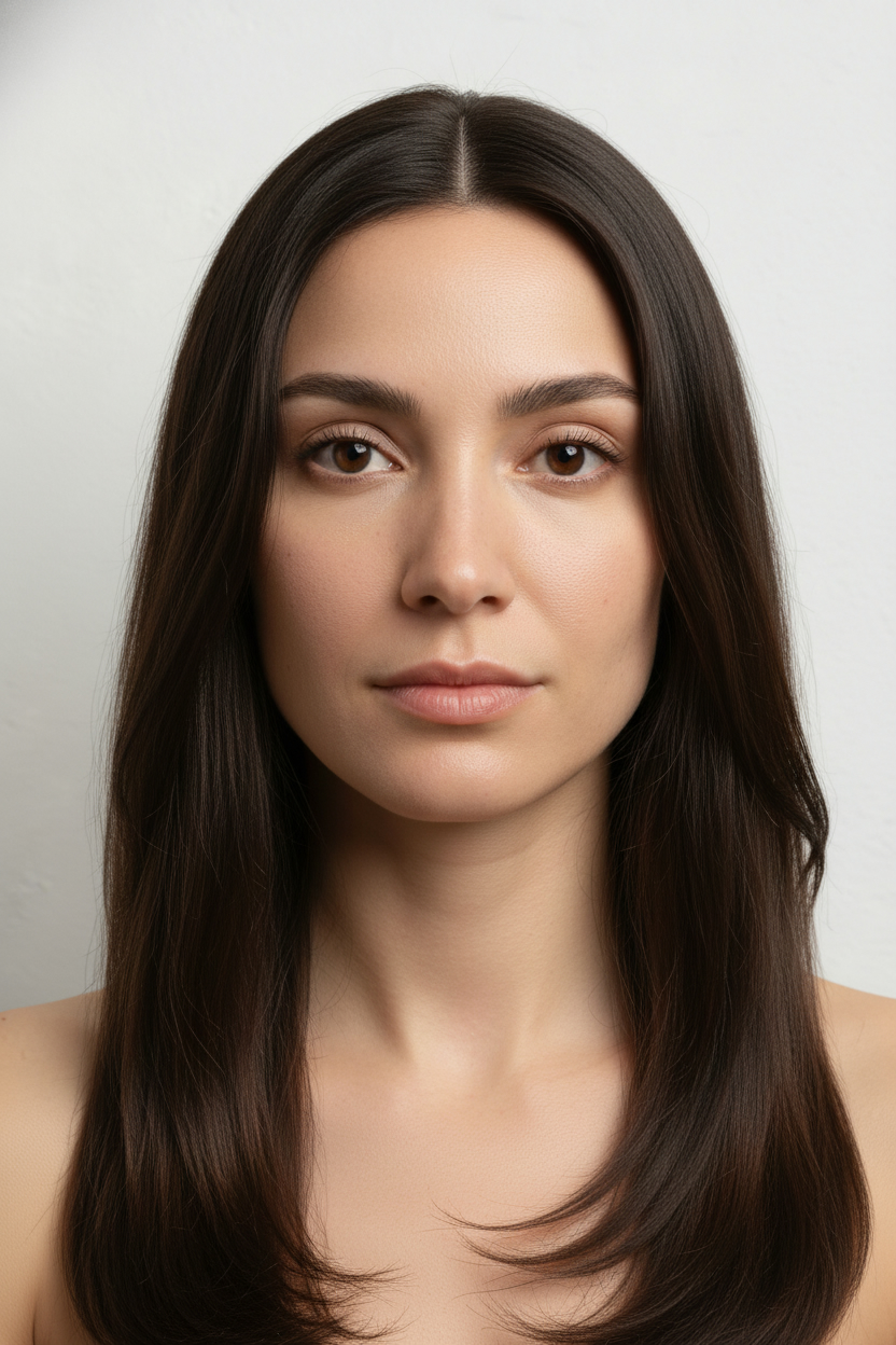 Long Layered Hair - Triangle Face Hairstyles (Balance a Wider Jawline)