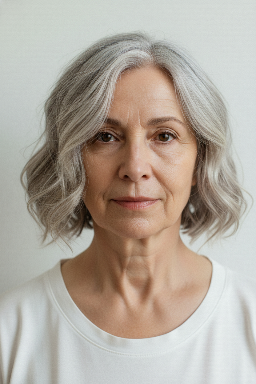 Wavy Lob - Hairstyles for Women Over 60 (Try On Before You Cut)