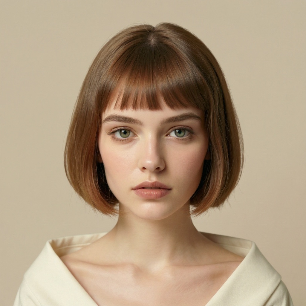 Blunt Bangs hairstyle example (AI generated)