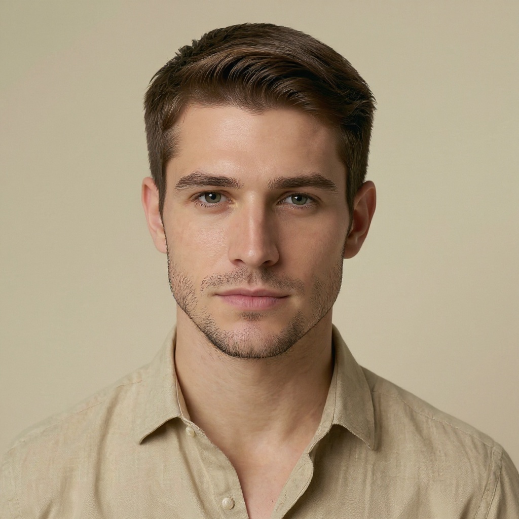 Caesar Cut hairstyle example (AI generated)