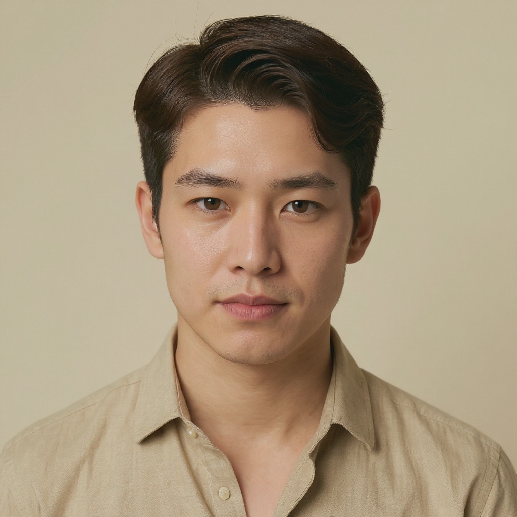 Korean Comma Hair hairstyle example (AI generated)