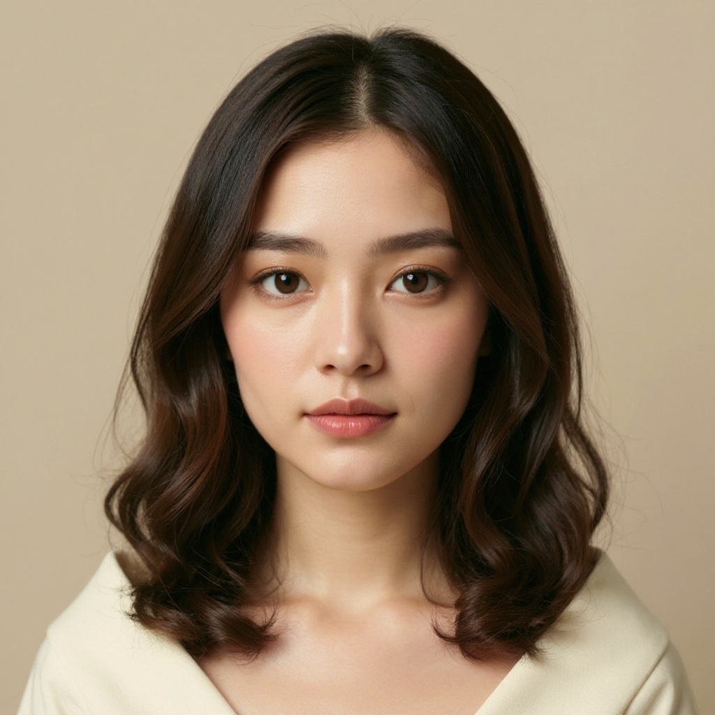 Korean C-curl Perm hairstyle example (AI generated)