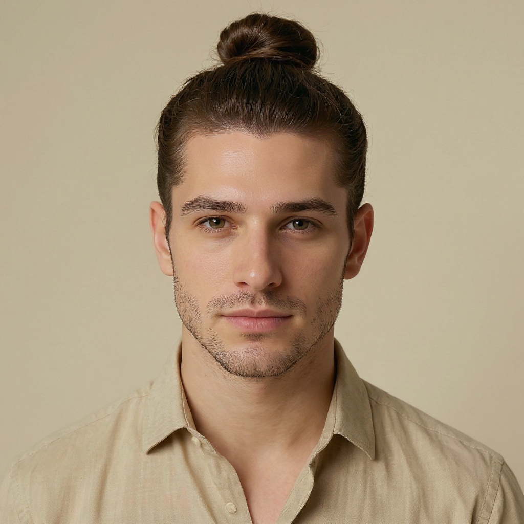 Man Bun hairstyle example (AI generated)