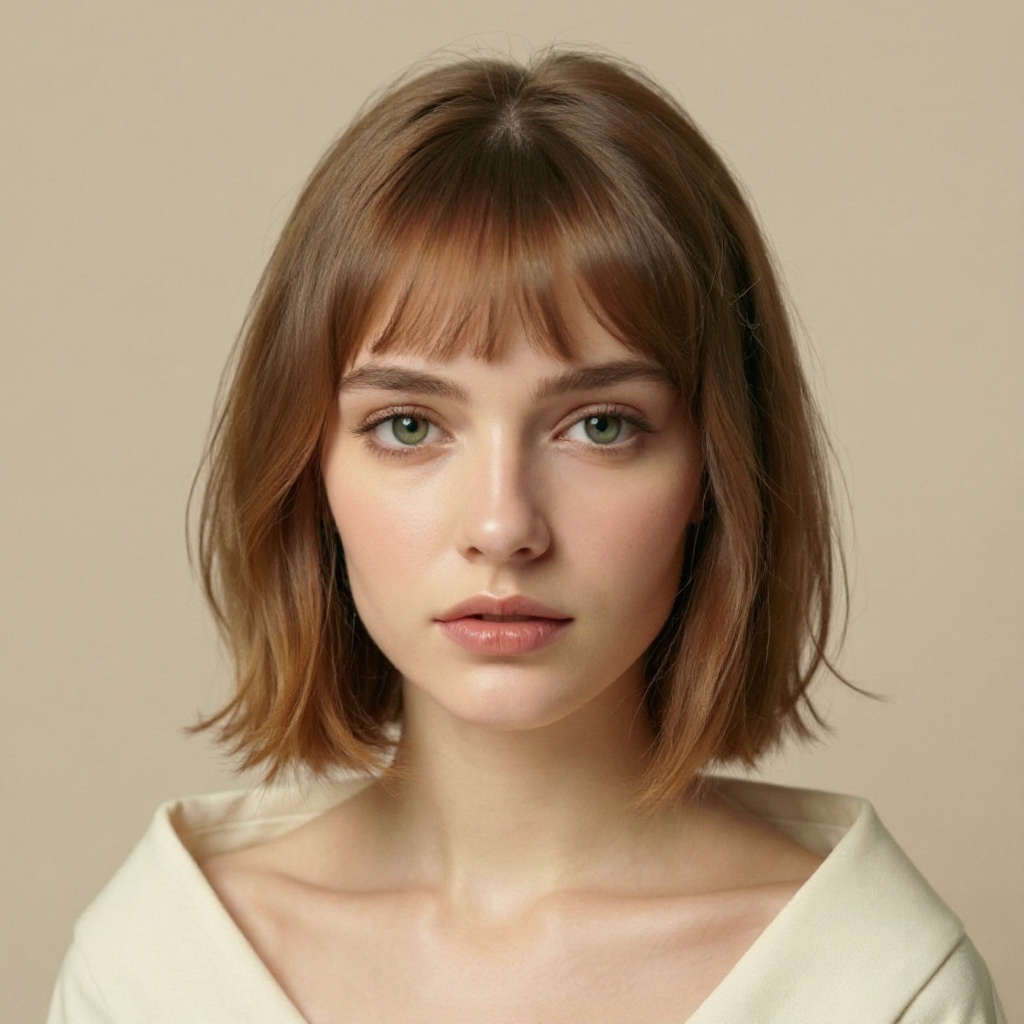 Side-swept Bangs hairstyle example (AI generated)