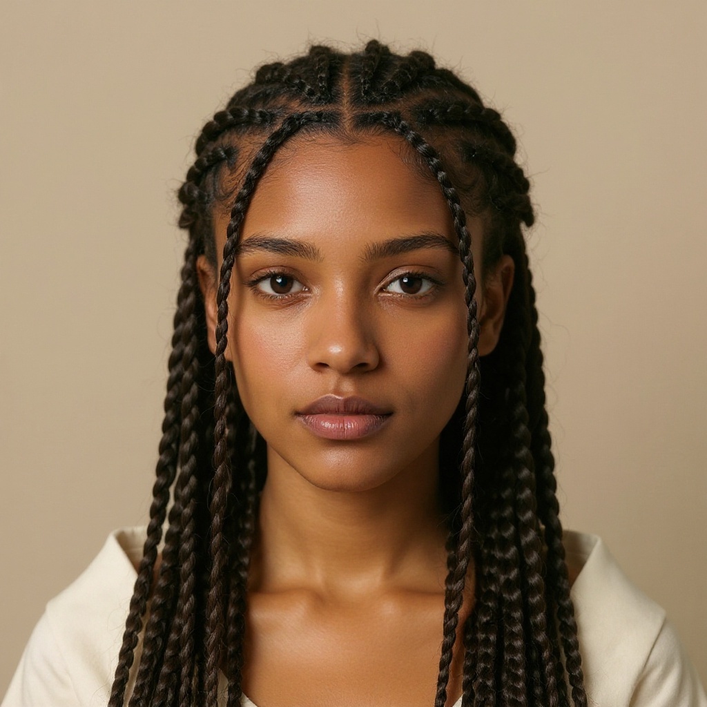 Tribal Braids hairstyle example (AI generated)