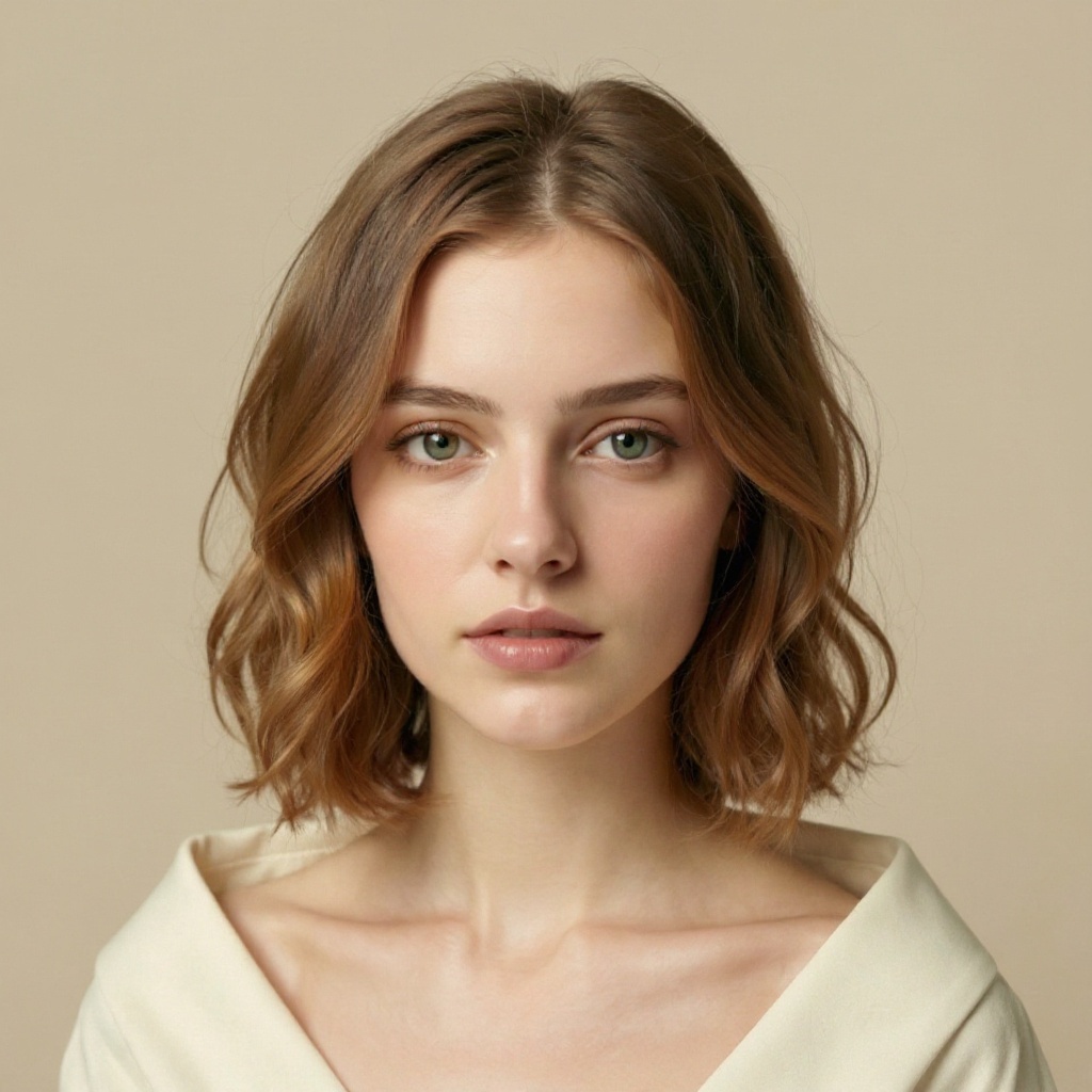 Wavy Lob hairstyle example (AI generated)